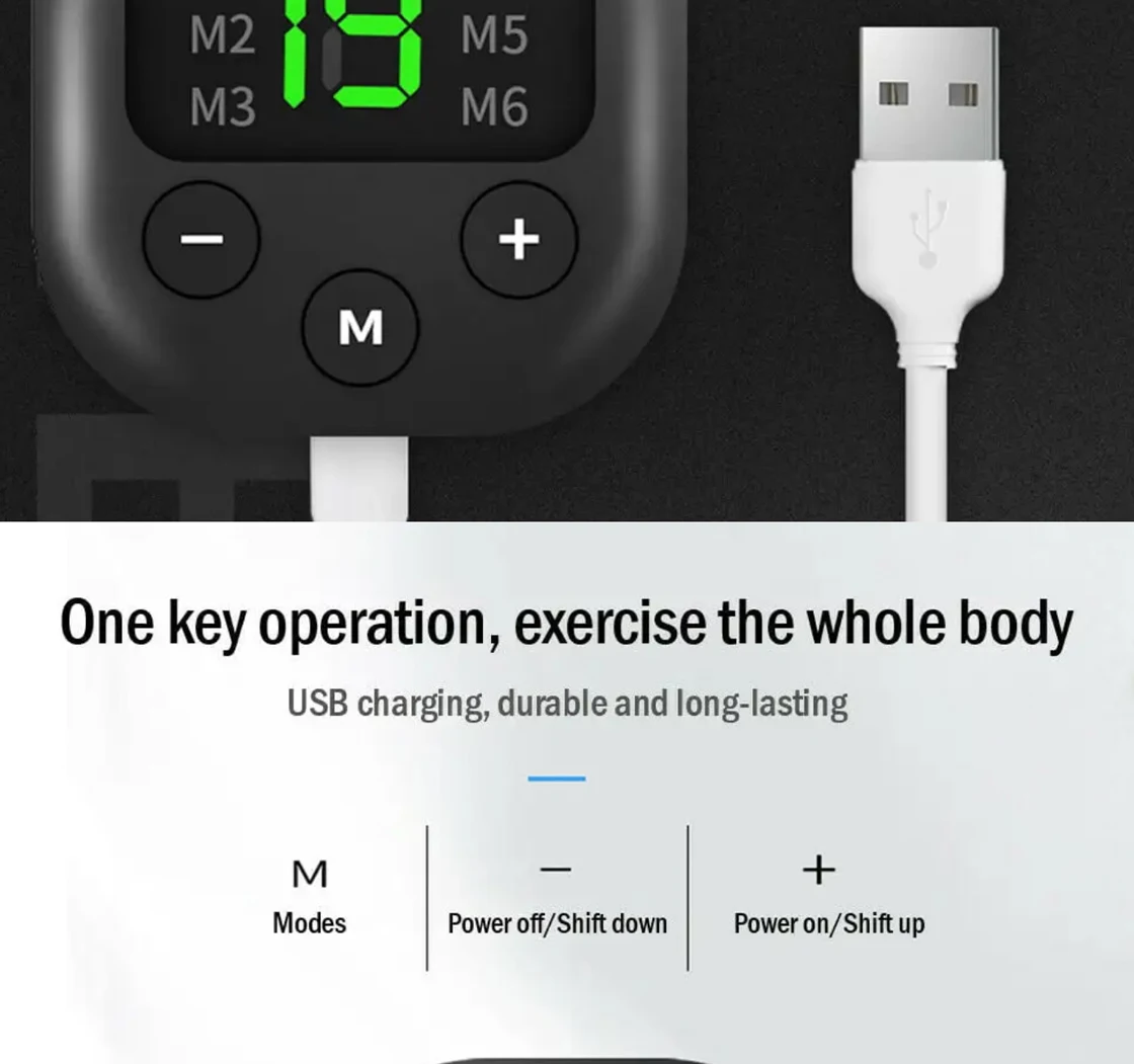 USB-Elektro-EMS-Massage, Bauchtraining, Körperformungsmassagegerät, 19 Muskelstimulation, Graphenband 2023_voghion.com