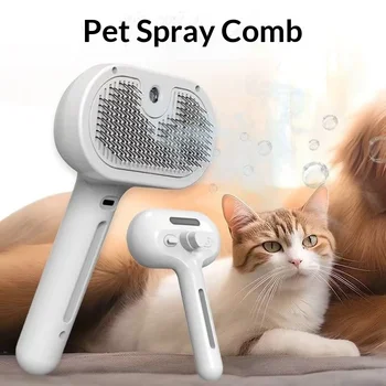 Spazzola per gatti a vapore Strumento per toelettatura autopulente con spray a vapore Rimuovi peli galleggianti per gatti Cani Forniture per toelettatura di animali domestici Cura dei capelli