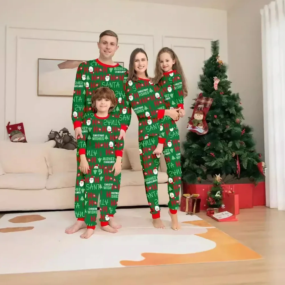 thumbnail image 2 of Conjunto de pijama navideño con estampado de árbol de Papá Noel de invierno 2024, conjunto a juego para mamá, hija, papá e hijo, traje de 2 piezas, ropa de hogar, look familiar navideño, 2 of 5
