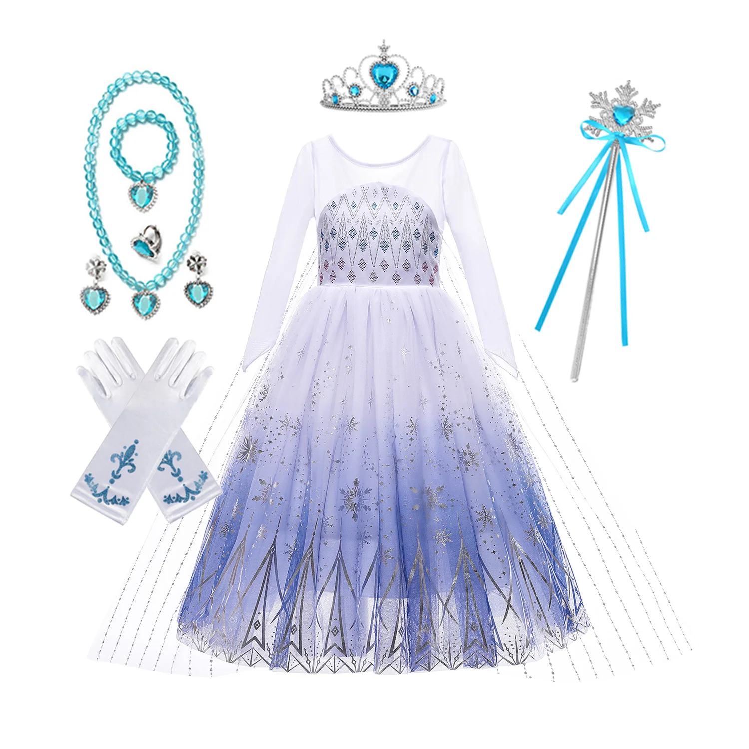 thumbnail image 1 of Vestido de princesa Elsa para niñas, ropa de malla con lentejuelas, de 2 a 10 años, para cumpleaños, Halloween, carnaval, fiesta, disfraz de niñas, 1 of 5