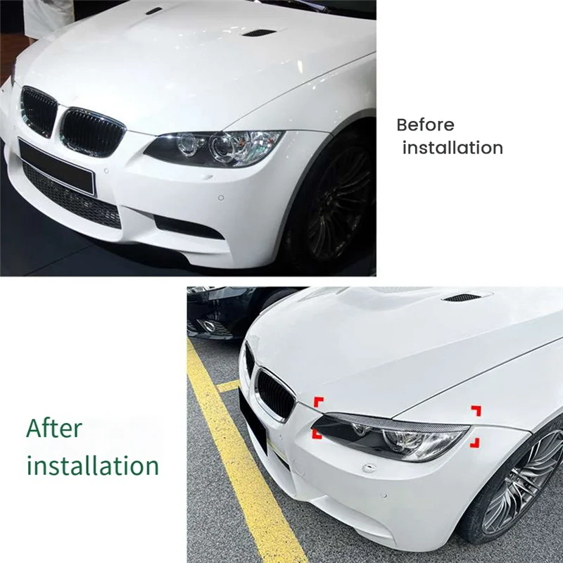 Car Carbon Fiber Headlights Eyebrows HeadLight Trim Stickers for 3 Series E90 2005-2012 Accessories
