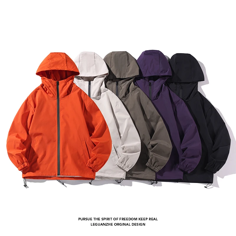 

Men's Fashion Zipper Hooded Bomber Jacket Casual Loose Waterproof Overcoat
