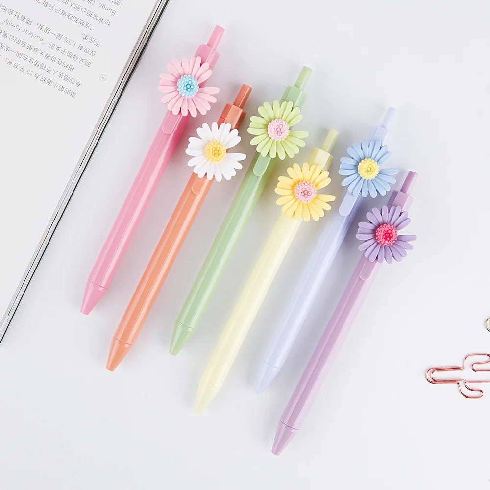 

40pcs Cute Flower Ballpoint Pens for School Supplies Macaroon Pens for Writing Stationery Accessories Kids Prizes Daisy Pens