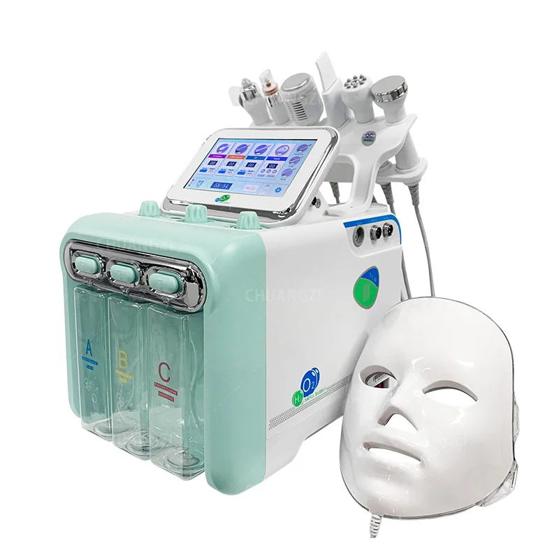 7 in 1 Hydrogen Oxygen Small Bubbles RF Beauty Machine Facial Stretching Dermishing Device Skin Purifier Facial Spa