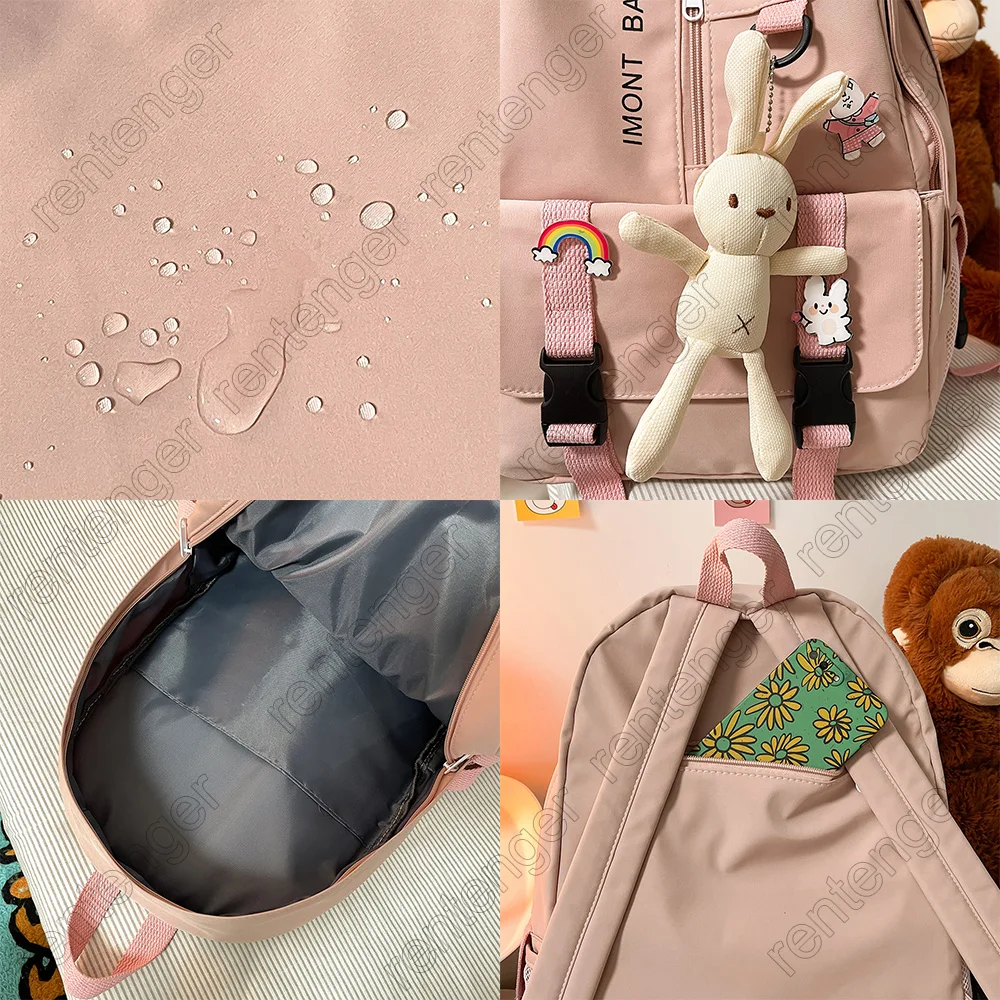 Kawaii Female Laptop Bag Women College Student Travel Backpack Cute Girl White School Bag Waterproof Nylon Lady Backpack Fashion