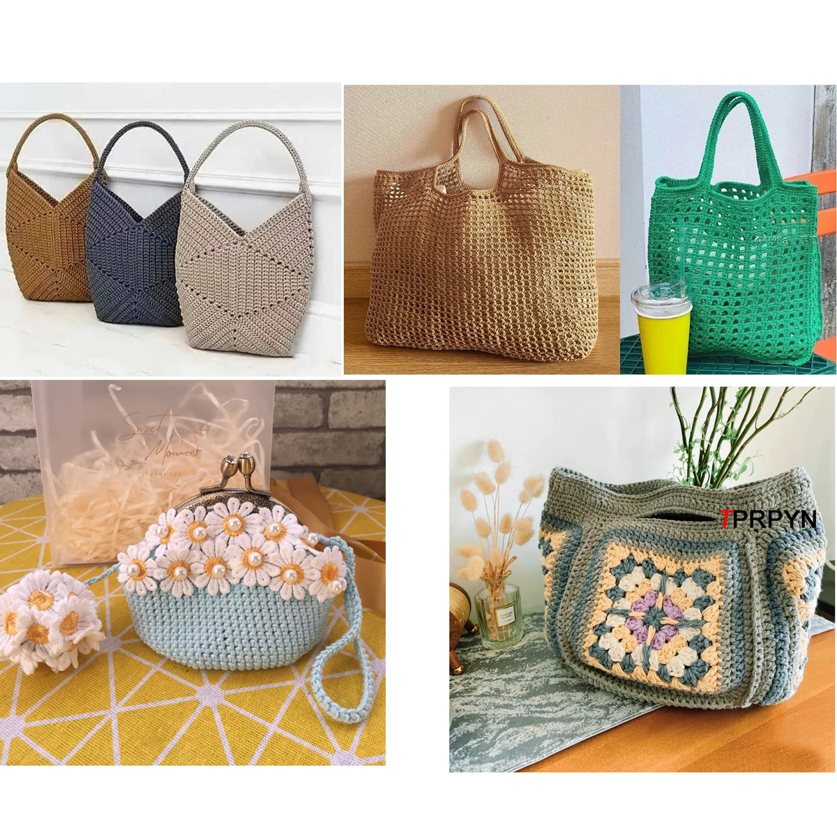 Unfinished Hand Bag Crochet Kit DIY Shoulder Bag Crocheting Kits Gift Knitting Kits Toy Handmake Accessories