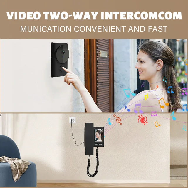 2.4Ghz Wireless Video Intercom Doorbell Camera with 3.5'' IPS Screen 2-Way Audio Video Recording Home Door Bell Video Doorphone 2