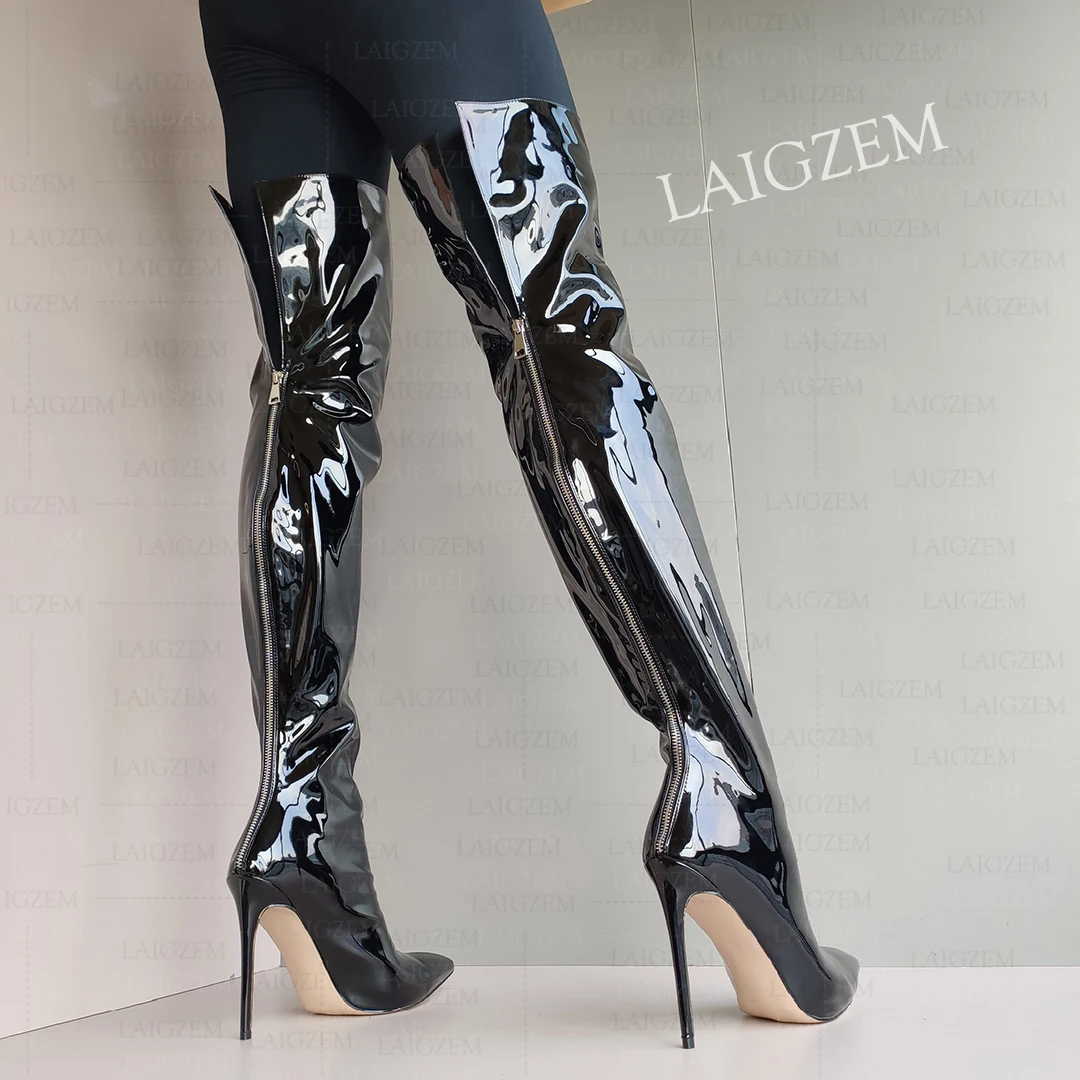 Sexy Glamourous Women Thigh High Boots Thin High Heeled Long Boots Leopard Print Snake Pointed Toe Over The Knee High Winter Bootie main image 0