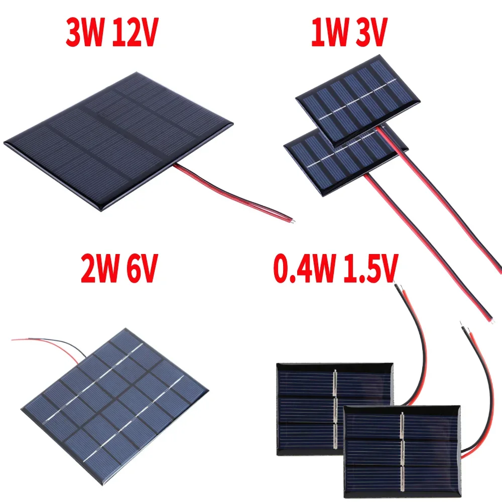 Portable Solar Panel Solar Charger Panels Solar Panels Solar Charger Solar Battery Charger Mini Solar Panel 3/2/1/0.4W 12/6/3/1.5V Cell Module Polysilicon Board Outdoor DIY Solar Charger for Battery Phone Charger 1/2PCS