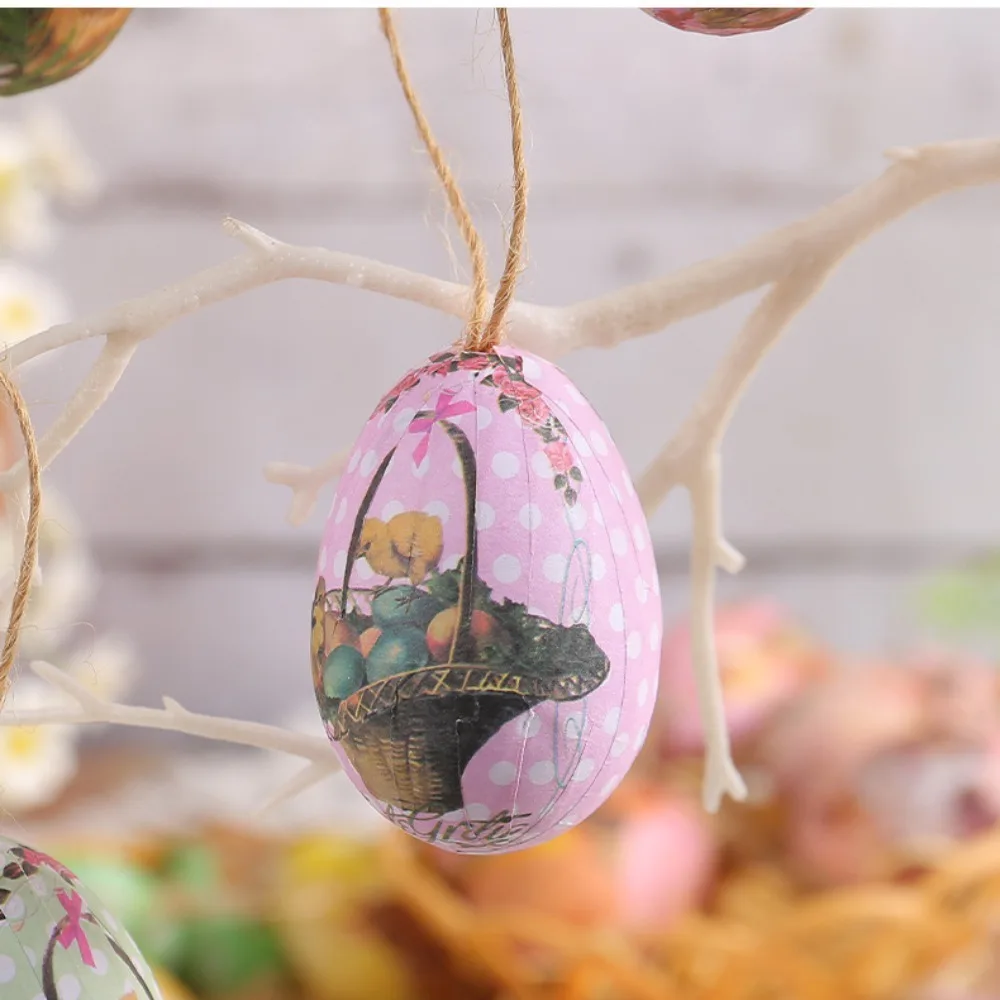 

6Pcs Plastic Egg Pendant New Hanging Rabbit Pattern Easter Egg Butterfly Pattern Foam Easter Eggs Names