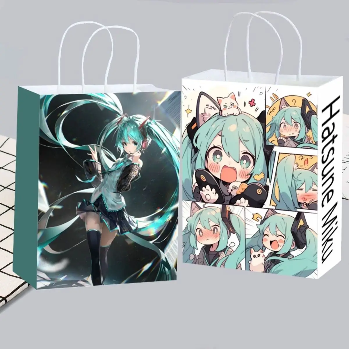 Anime-Themed Kraft Paper Gift Bag with Hatsune Miku Design