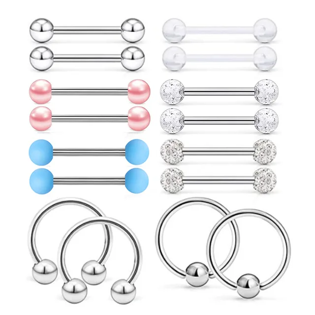 Stainless Steel Heart Nipple Piercing Jewelry Set Flower Nipple Barbell