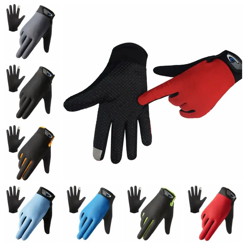 

Touch Screen Cycling Gloves Cool Ice Silk Thin Bike Gloves Sun Protection Silicone Non-slip Full Finger Gloves Fishing