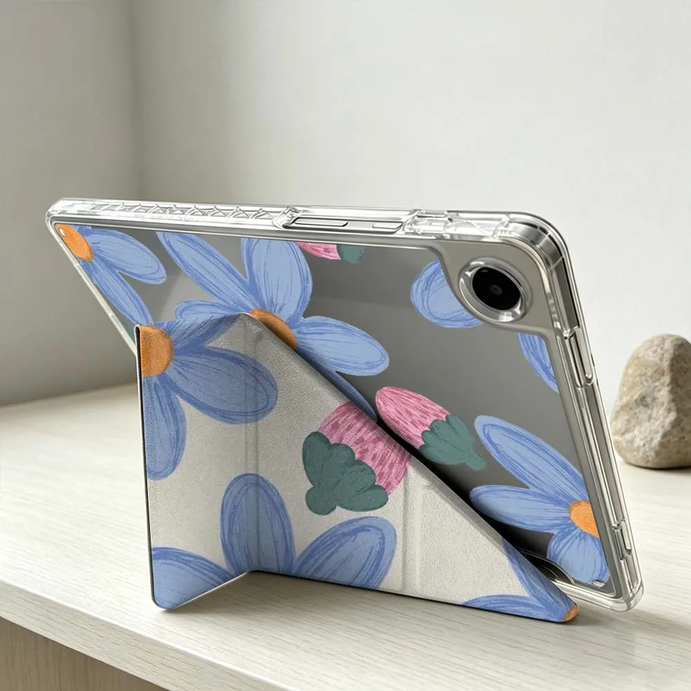 Cartoon Blue Flower Strawberry Soft Foldable Tablet Case