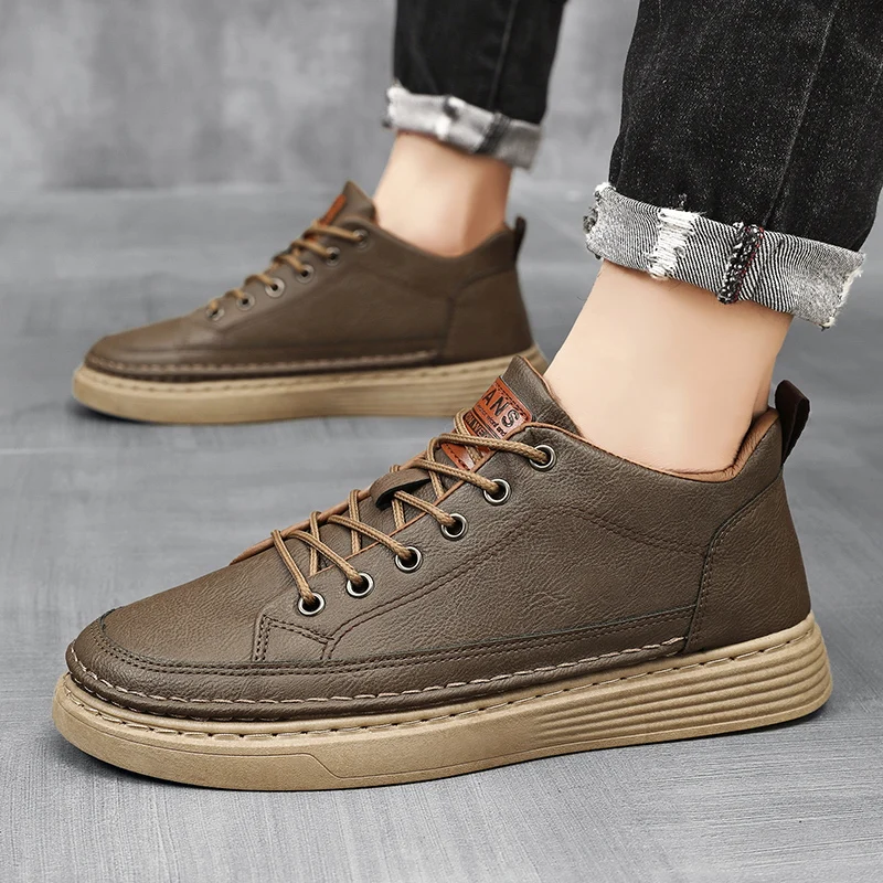 Baskets décontractées en cuir pour homme chaussures confort_voghion.com