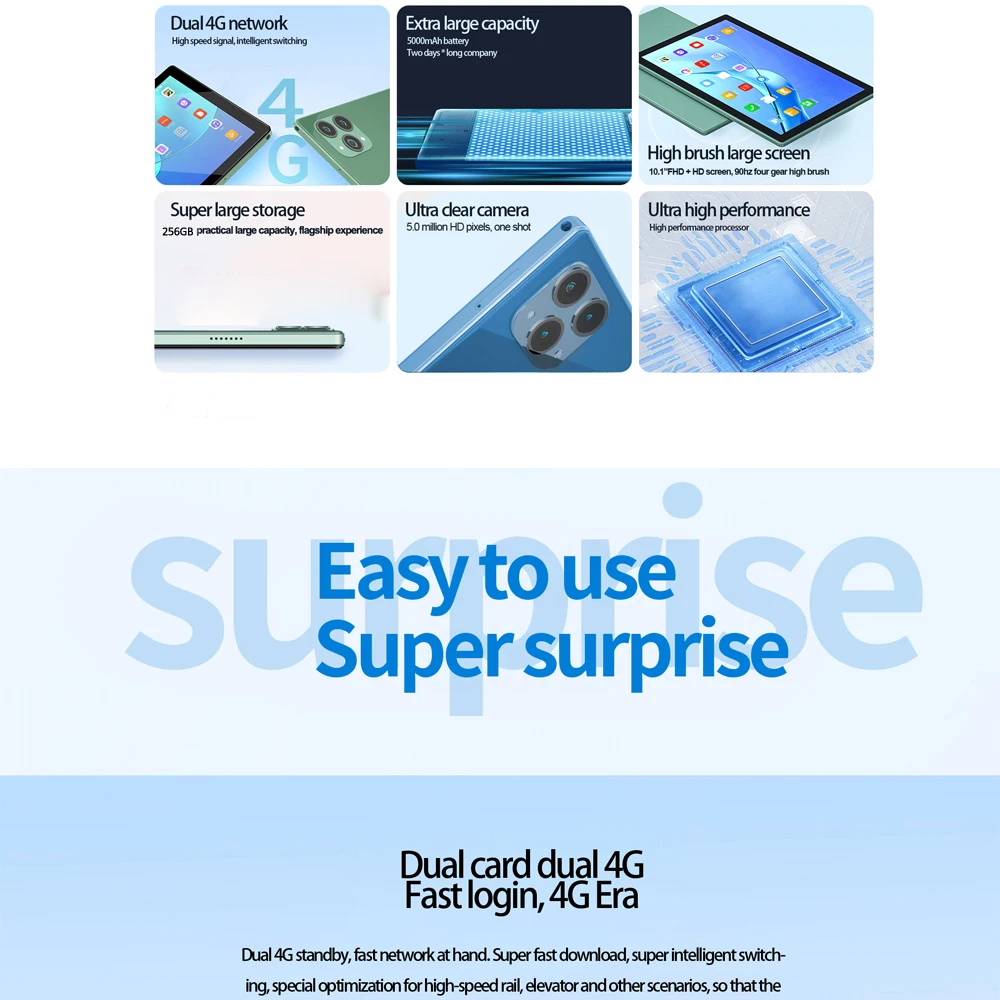 BDF P50 Plus 10.1-Inch Octa-Core Tablet with 8GB RAM, 256GB ROM, 4G Network, Bluetooth 5.0, Android 12.0 Description Image.This Product Can Be Found With The Tag Names Computer Office, Tablet pc, Tablets