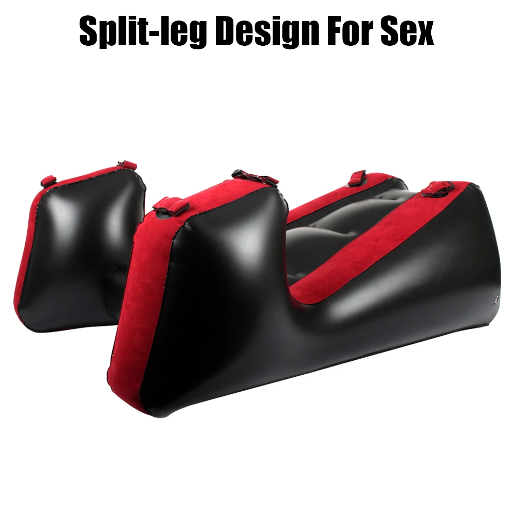 Adult Games Flocking PVC Sex Furniture Aid Sex Tools For Couples Women Sex Chair Bed With Straps Split Leg Sofa Mat Inflatable 3