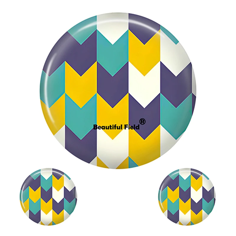 Colorful Geometric Patterned Glass Cabochon for DIY Jewelry Making, Sizes 8-40mm