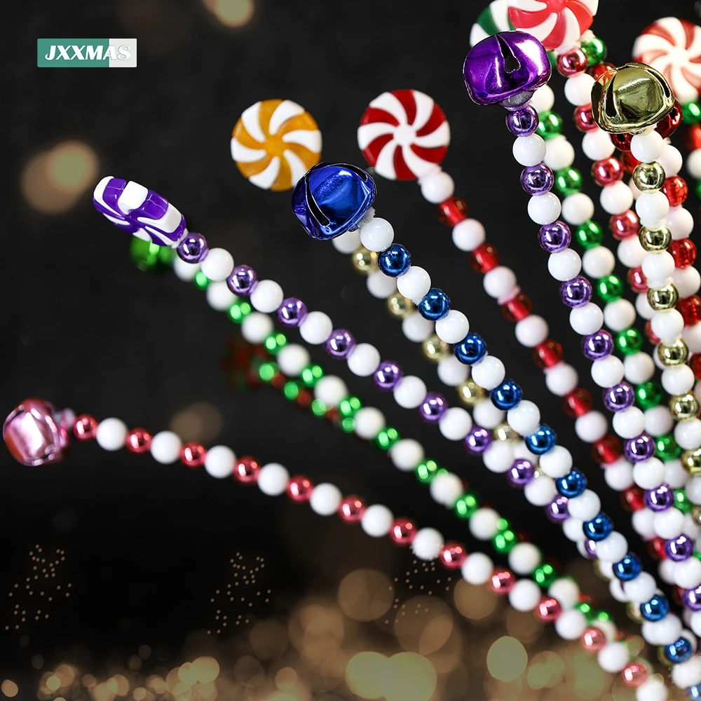 Candy Cane Christmas Decoration Bells Lollipop Hanging Ornaments Xmas Tree Home Decor Noel Gifts Navidad Party Supplies 4pcs