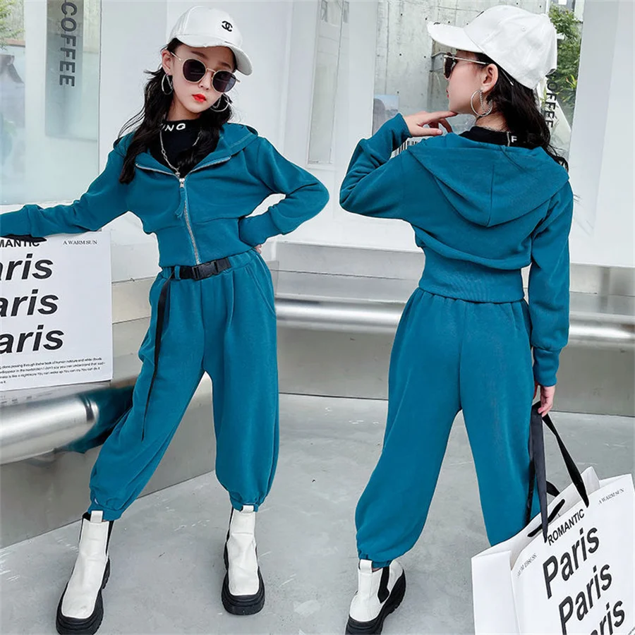 

Spring children' set Girls' jacket + trousers two-piece set Middle & large children's casual sportswear Children autumn clothing