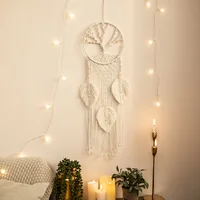 Nordic Macrame Tapestry Life Tree Leaves Dream Catcher Wall Hanging Kids Bedroom Tassel Dreamcatcher Hanging Tapestry Home Room 1