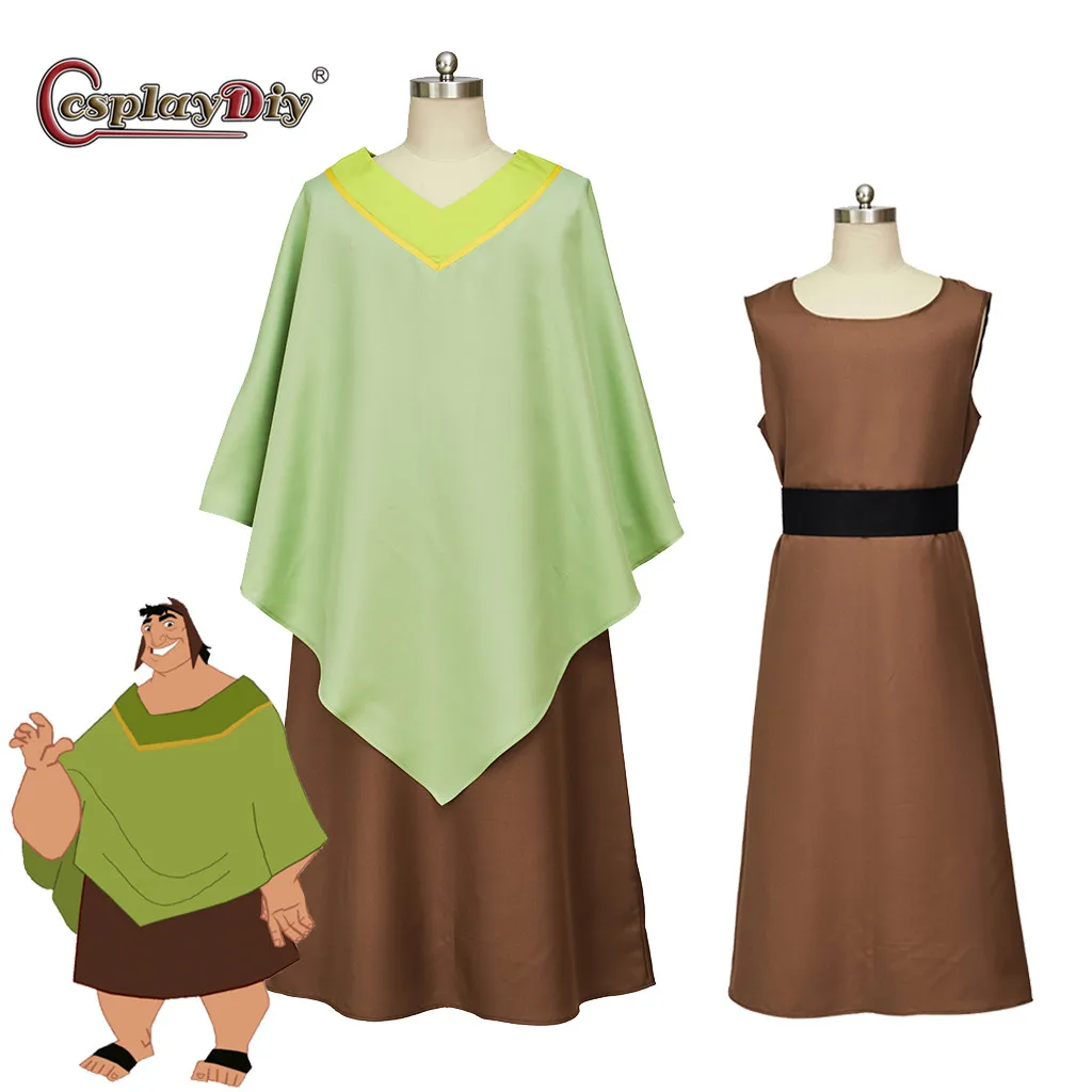 

Cosplaydiy Emperor Kuzco Pacha Cosplay Costume Green Cape Cloak Outfits Men Cape Robe suit Halloween Dress Up Uniform for Adult