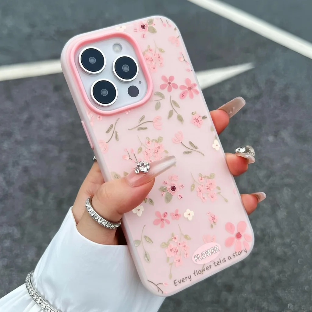 Charming Pink Floral Candy Color Phone Case Cover