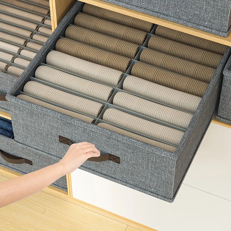 Double Grids Clothes Organizer Cabinet Drawers Organizer For Socks Pants Underwear Storage Boxes Room Wardrobe Closet Organizers