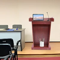 Wooden Church Classroom Lecture Stand Presentation Stand for Office Church Paint-Free Stable Structure Raised Edges 1