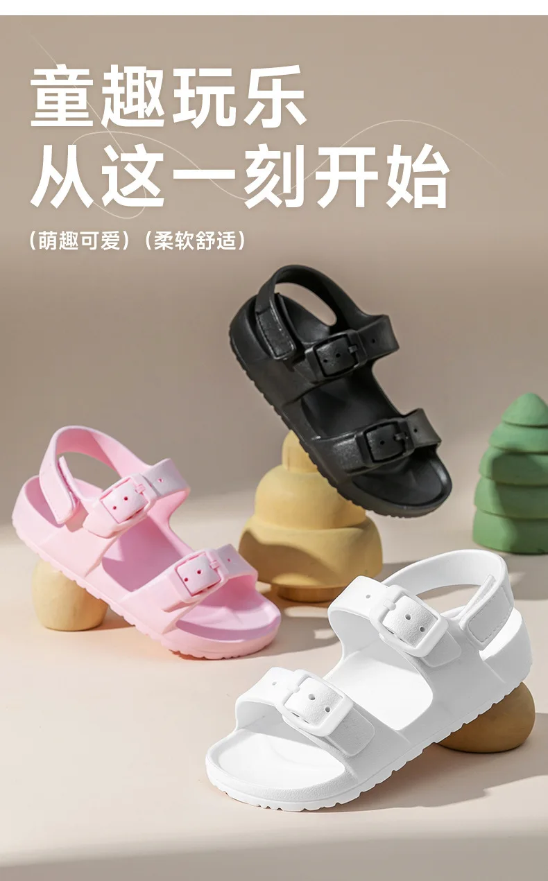Summer Solid Buckle Children Sandals EVA Soft Waterproof Kids Sandals Hook Loop Soft Bottom Baby Boys Girls Beach Shoes 17 S0a55d8225d0c4c628fa1e7bb5e488de5e