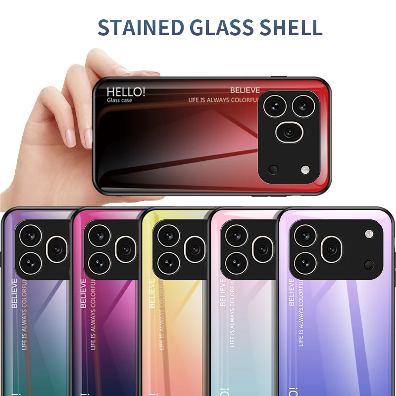 Premium Gradation Tempered Glass Protective Case with Hard Back Bumper