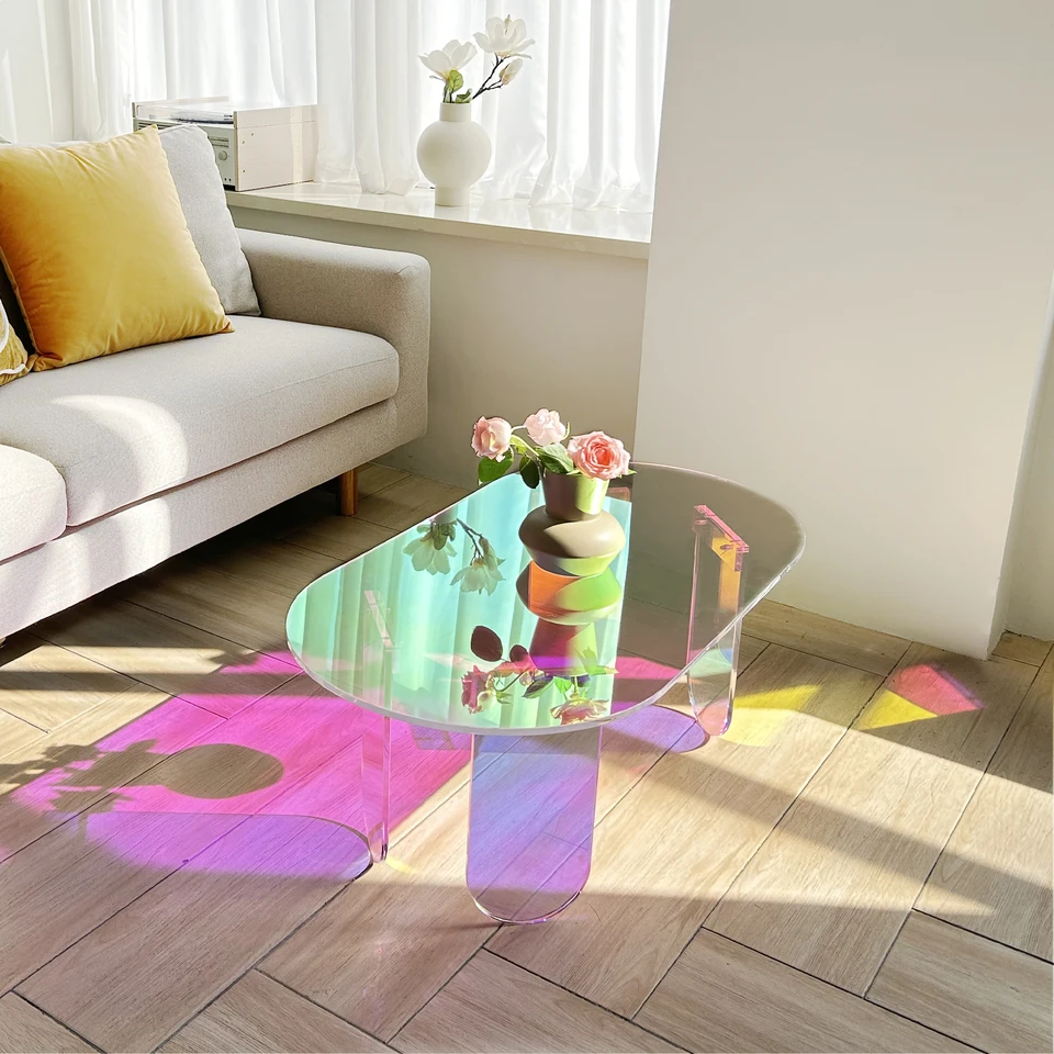 Iridescent Acrylic Coffee End Table Modern Design