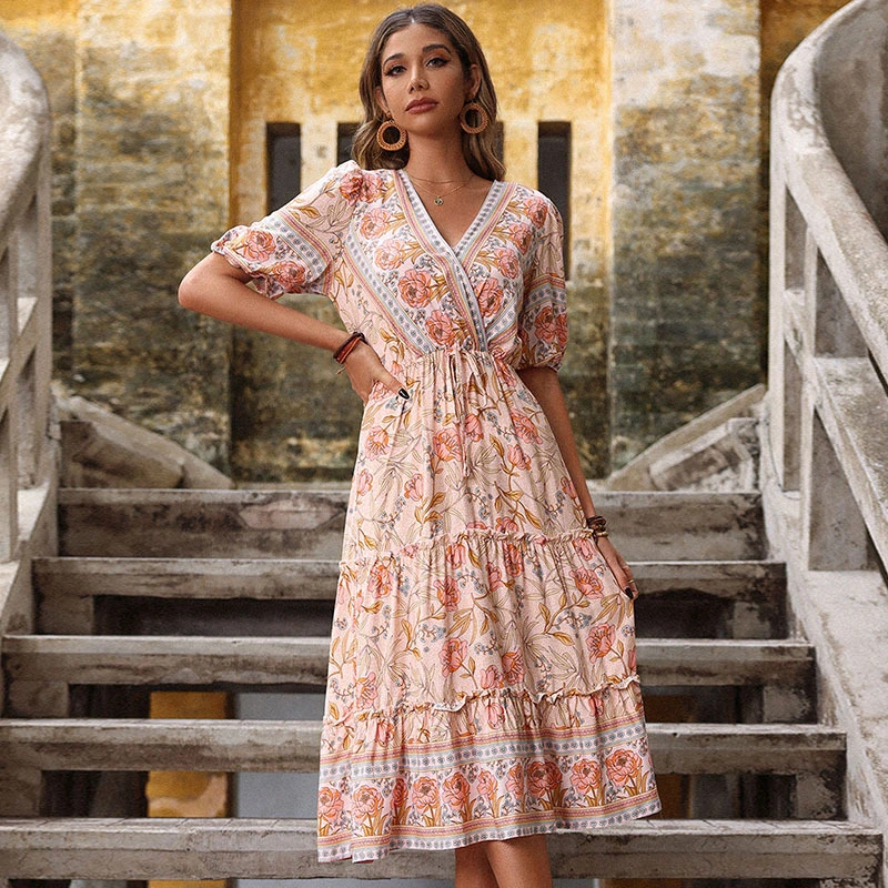 bohemian loose casual dress