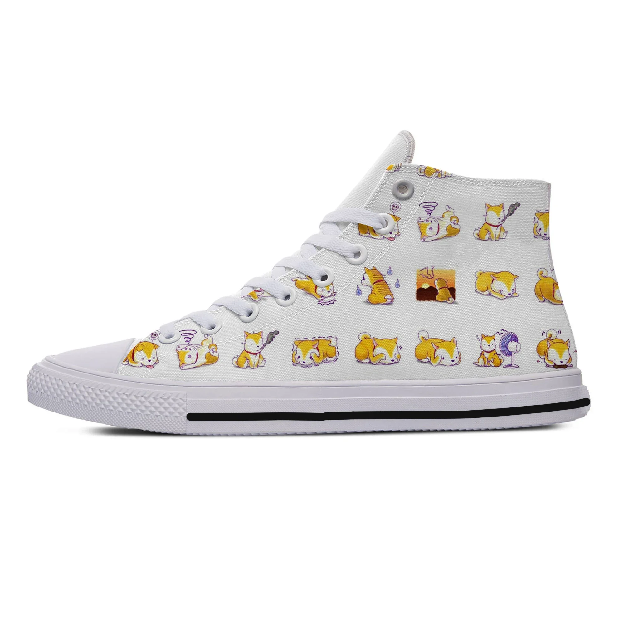Hot Summer Shiba Inu Animal Pets Dog Cut Kawaii Lightweight High Top Canvas Shoes Men Women Casual Sneakers Fashion Board Shoes