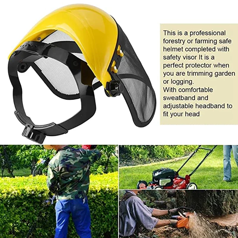 Garden Grass Trimmer Safety Helmet Hat with Full Face Mesh Visor for Logging Brush Cutter Forestry Protection High Quality 6