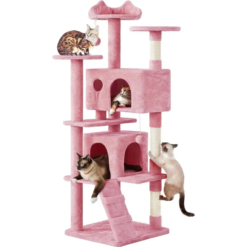 

Yaheetech Multi-Level Cat Tree Stand House Furniture with Condos, Scratching Posts