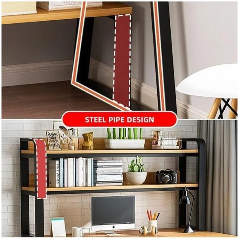 1ST مكتب كمبيوتر حديث بسيط 120 سم مع أرفف تخزين ور...