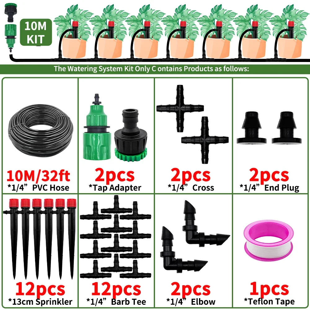 Automatic Garden Drip Irrigation Watering Kit for Plants and Greenhouses