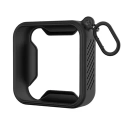 Silicone Portable Speaker Protective Cover - Shockproof, Anti - Fall with Metal Hook (Black)