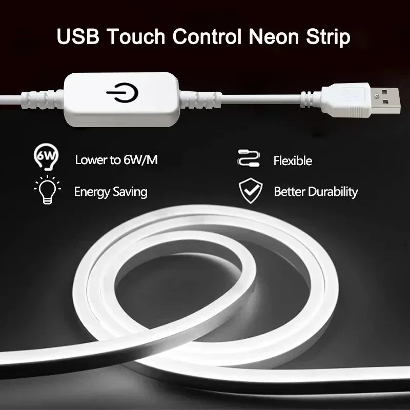 LED Strip Light 5V USB 1-4M Neon Flexible Waterproof with Touch Motion Sensor Switch for TV Backlight Bedroom Lighting