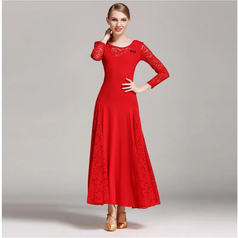 Woman Ballroom Dance Dress Long Sleeves Waltz Tango Dresses