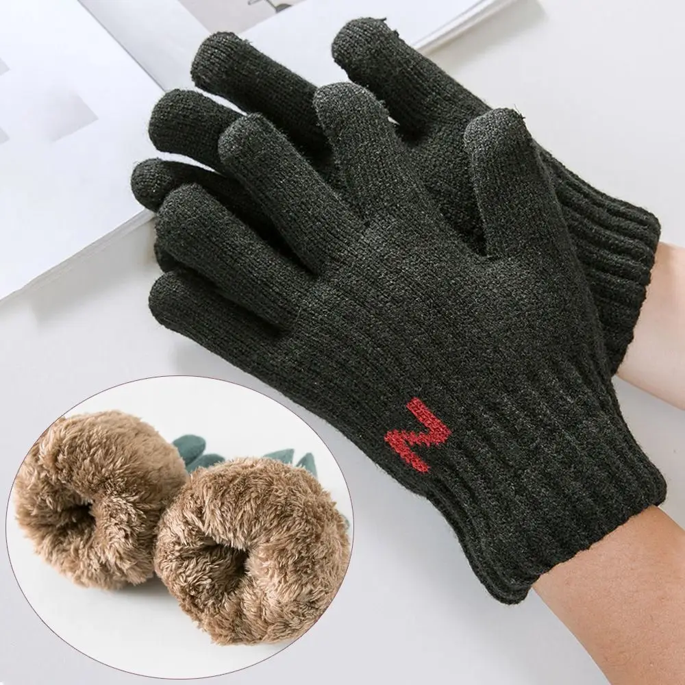 

Double Layer Male Thickened Gloves Fashion Lamb Velvet Pure Color Winter Gloves Soft Warm Mittens Man Women