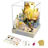 DIY Miniature Dollhouses Mini House Model Kits with Furniture and Led Lights 4