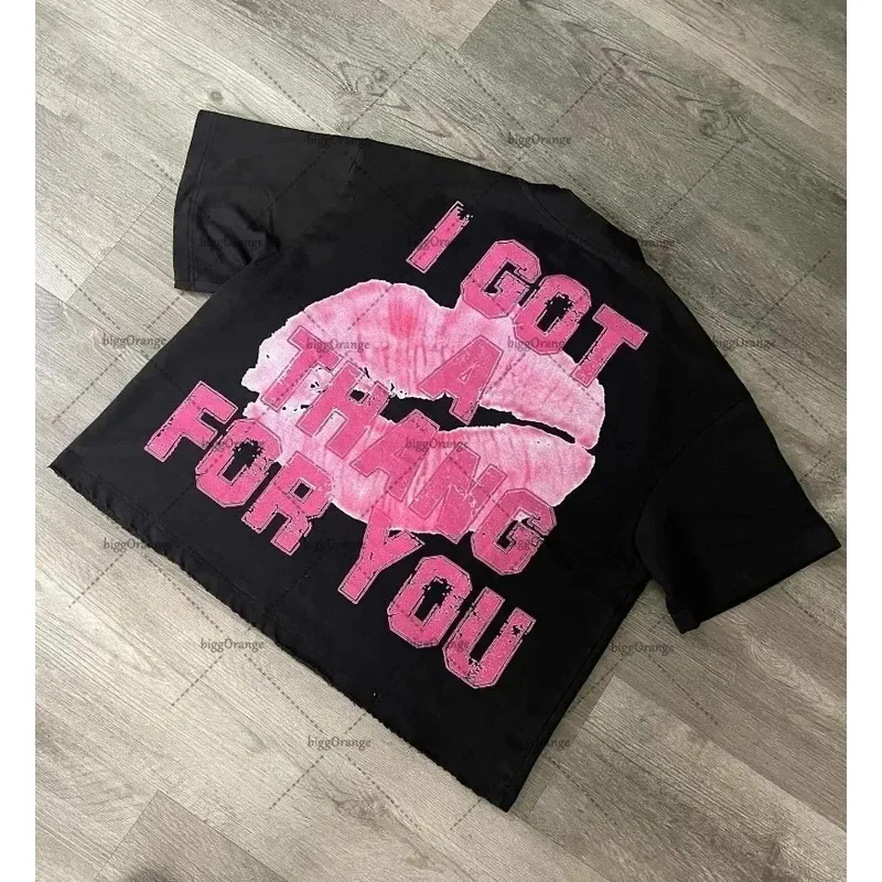 

Y2k European and American Fashion Streetwear Women Cartoon Print Oversized Short-sleeved Hip-hop Retro Versatile T-shirt Men