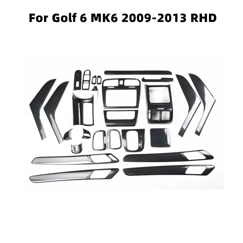 Tanie Wykończenie wnętrza 5D do golfa 6 MK6 2009-2013 akcesoria samochodowe RHD konsola