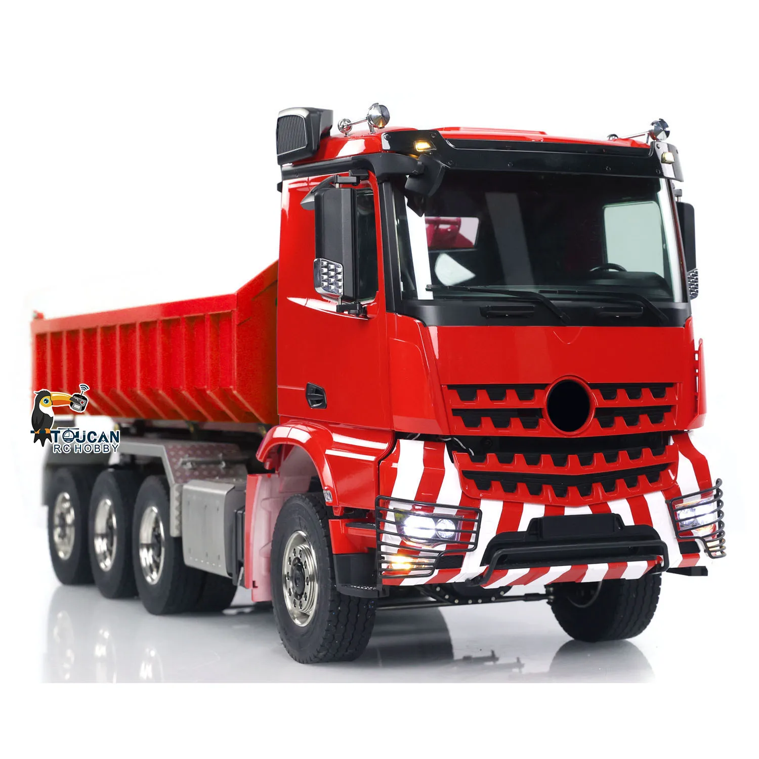 1/14 RC Hydraulic Full-dump 8x8 Truck Metal Roll Off Dumper Car 3-speed Gearbox Model with Light Sound Rear Axle Lifting TH23685 2