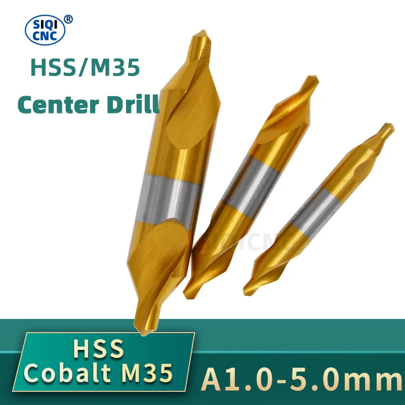 HSS 복합 센터 드릴 Ti 코팅 60 도 카운터 싱크 앵글 비트 세트 6 개, 1.0-5mm 금속 센터링 드릴 비트 선반 W6542 M35