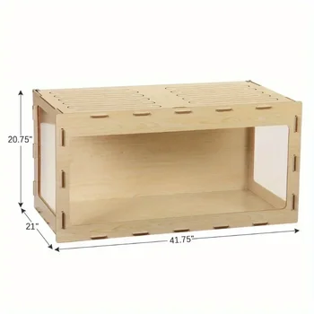 Large Wooden Hamster Cage,Habitat Shelter W/Acrylic Board,Flip Top 3