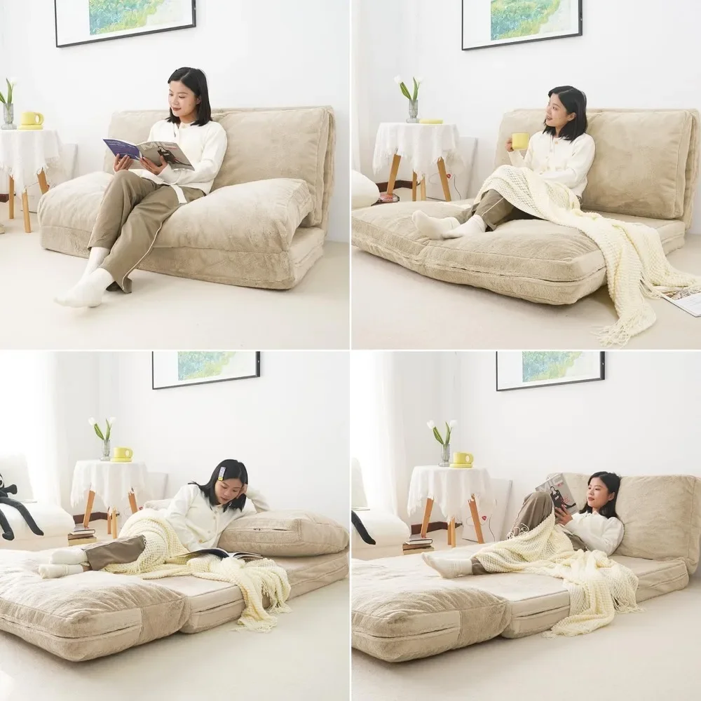 Folding Matress Sofa, Foam Filling Folding Matress Sofa, Includes Removable and Machine Washable Cover, Soft Faux Fur 6