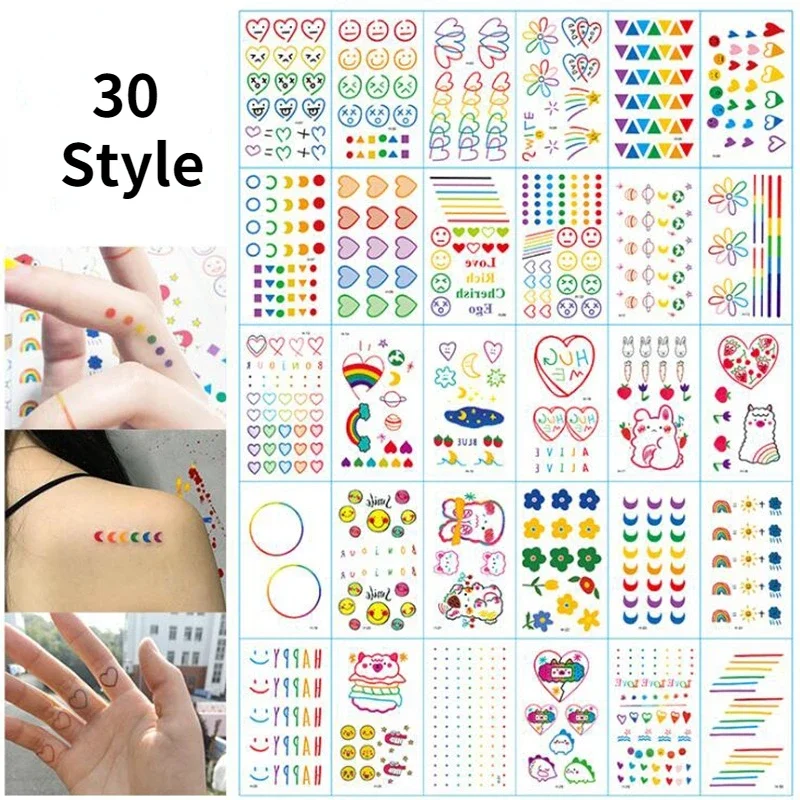 Butterfly Temporary Tattoo Stickers Rainbow Expression Face Hand Lovely Body Art Waterproof Fake Tattoos Tatouage Temporaire